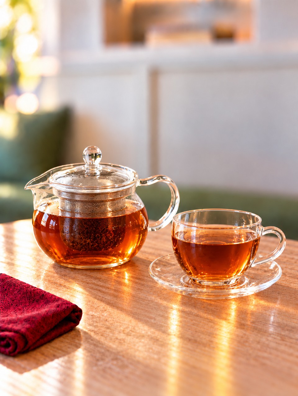 Earl Grey in a glass teapot and cup